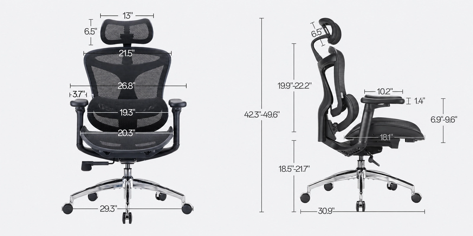 Sihoo C300 Chair Dimensions
